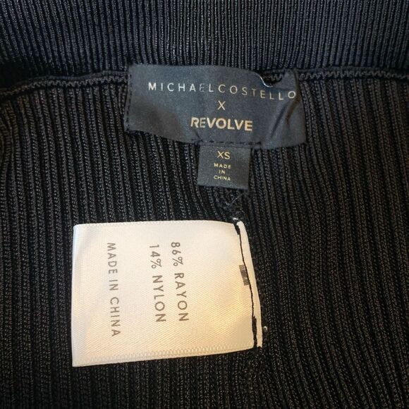 Michael Costello x Revolve Elizabeth Pants XS Black Rib Knit Flare Slit - Picture 6 of 7